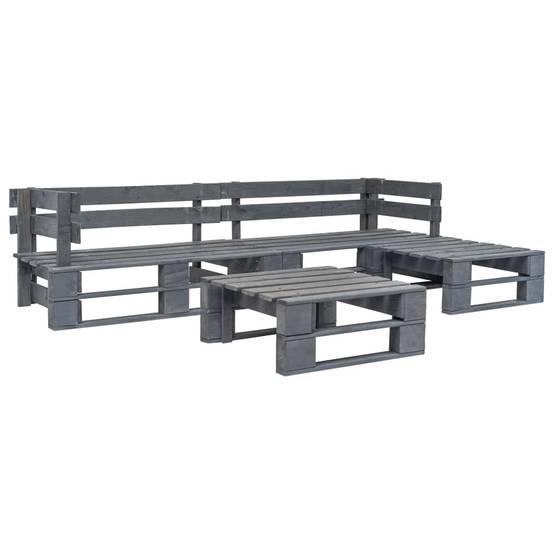Salon de jardin palette 4 pcs | Mobilier d'extérieur Bois Gris Maison Chic - Image 2