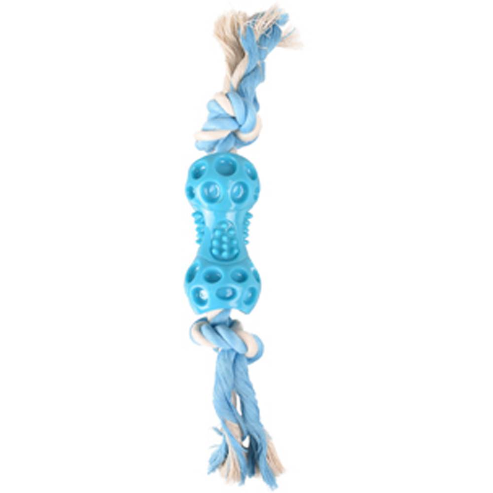 jeux Haltère + corde bleu 34 cm. LINDO. en TPR. pour chien. - Image 1