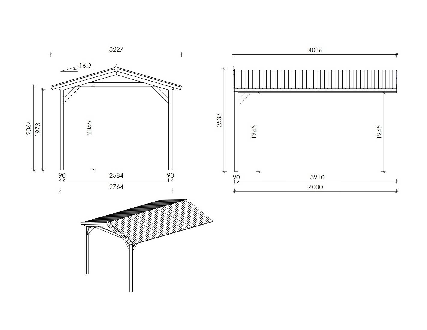 Altanka - Abri de jardin en bois - 1.5x3 m avec extension de 4x2.76 m - 15.56 m²- Traité - DOM673+DOS194 - ALTANKA - Image 6