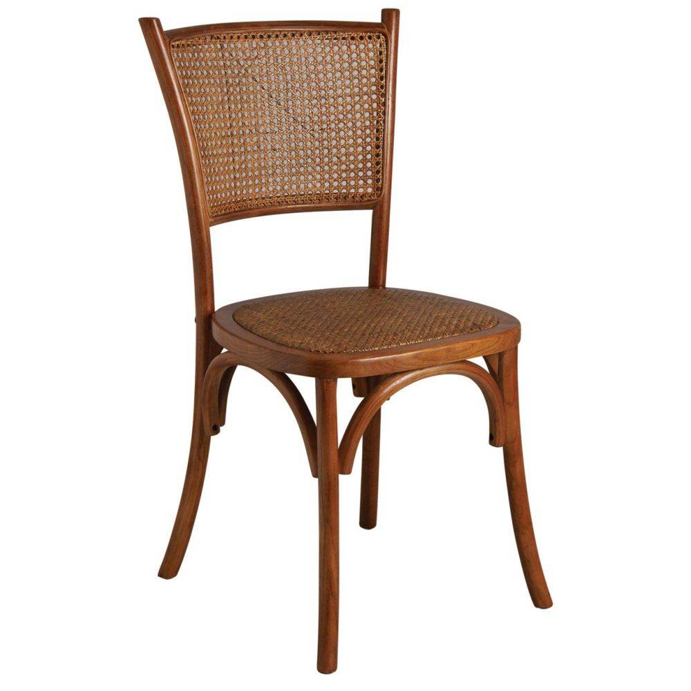 Aubry Gaspard - Chaise en hêtre et rotin, dossier en cannage Lot de 4 - Imagen 3
