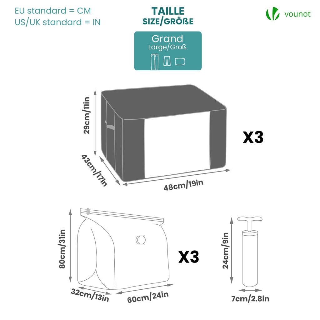 Lot de 7 sac de rangement sous vide Non Tisse XXL gris - Image 2