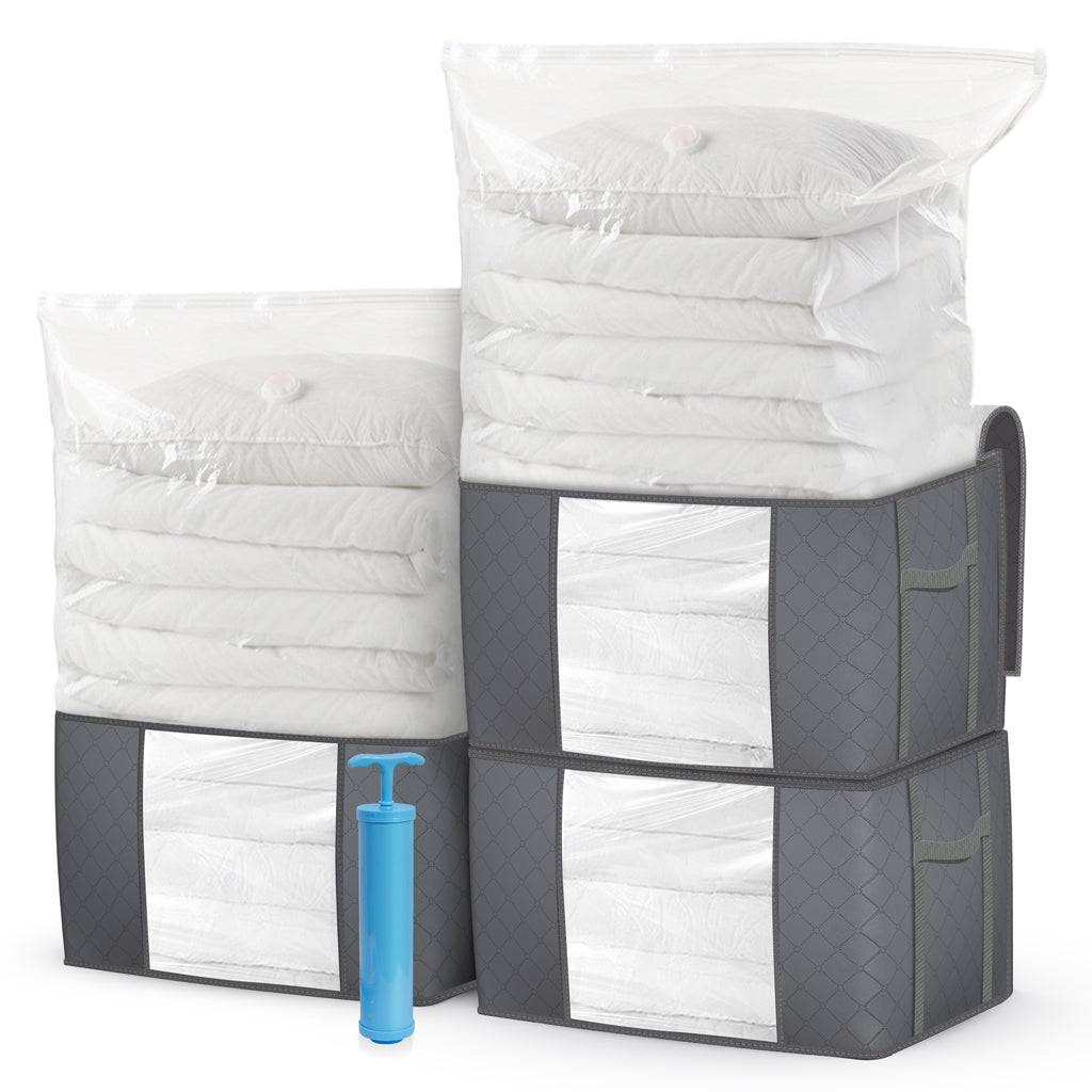 Lot de 7 sac de rangement sous vide Non Tisse XXL gris - Image 1