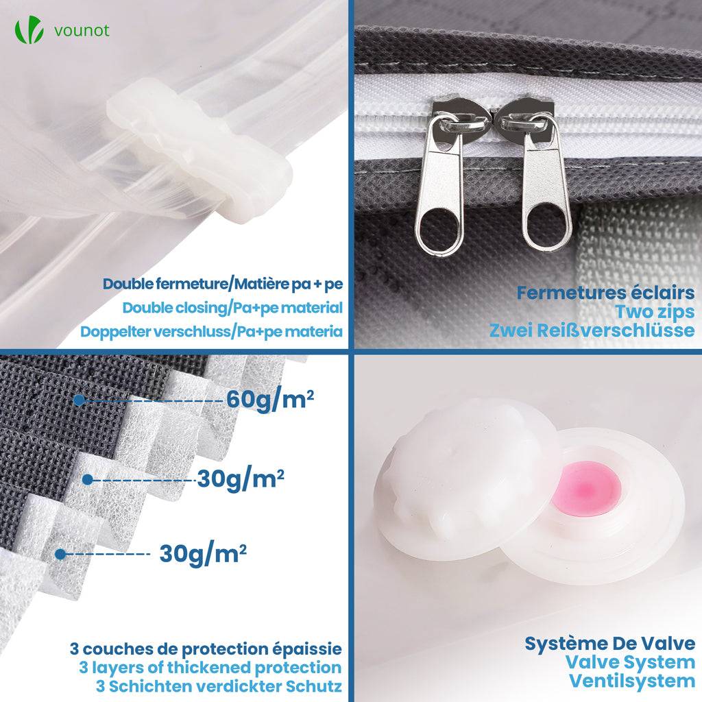 Lot de 7 sac de rangement sous vide Non Tisse XXL gris - Image 3