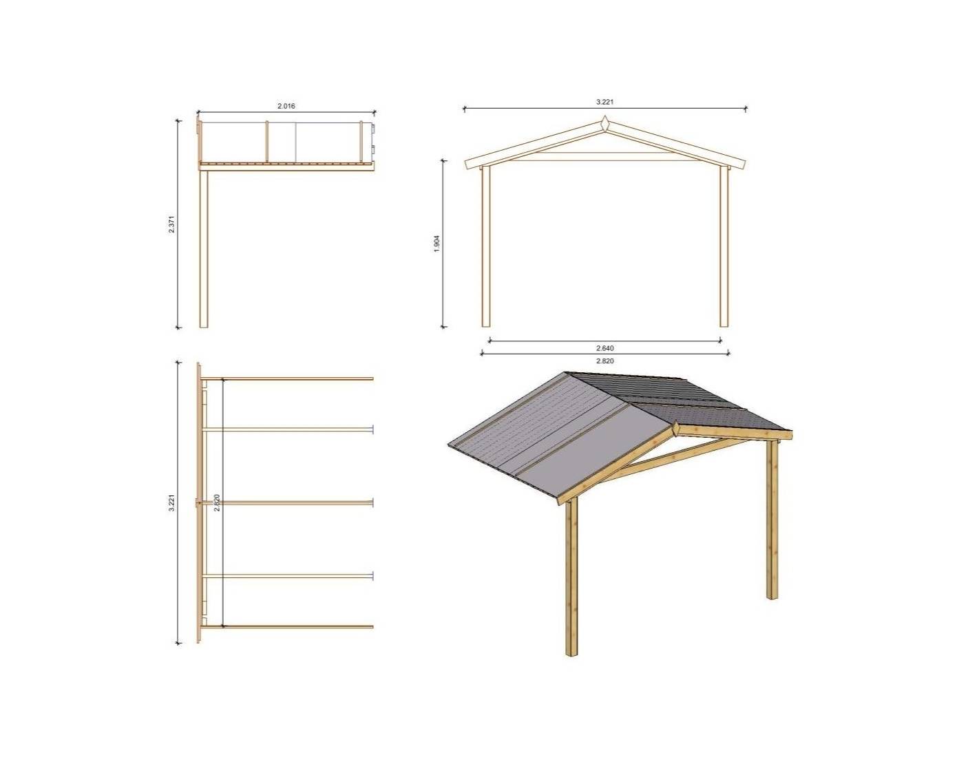 Altanka - Abri de jardin en bois - 3x3 m + terrasse avec balustrade et avant-toit en bois - 15 m2 - Traité - DOM427+DOM146+DOM147+POD05 - ALTANKA - Imagen 3