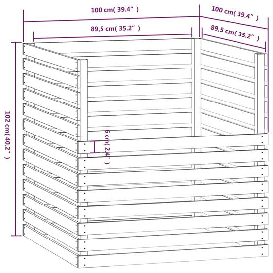 Composteur bois de pin blanc 100 x 100 x 102 cm - PANGIVO - Image 8