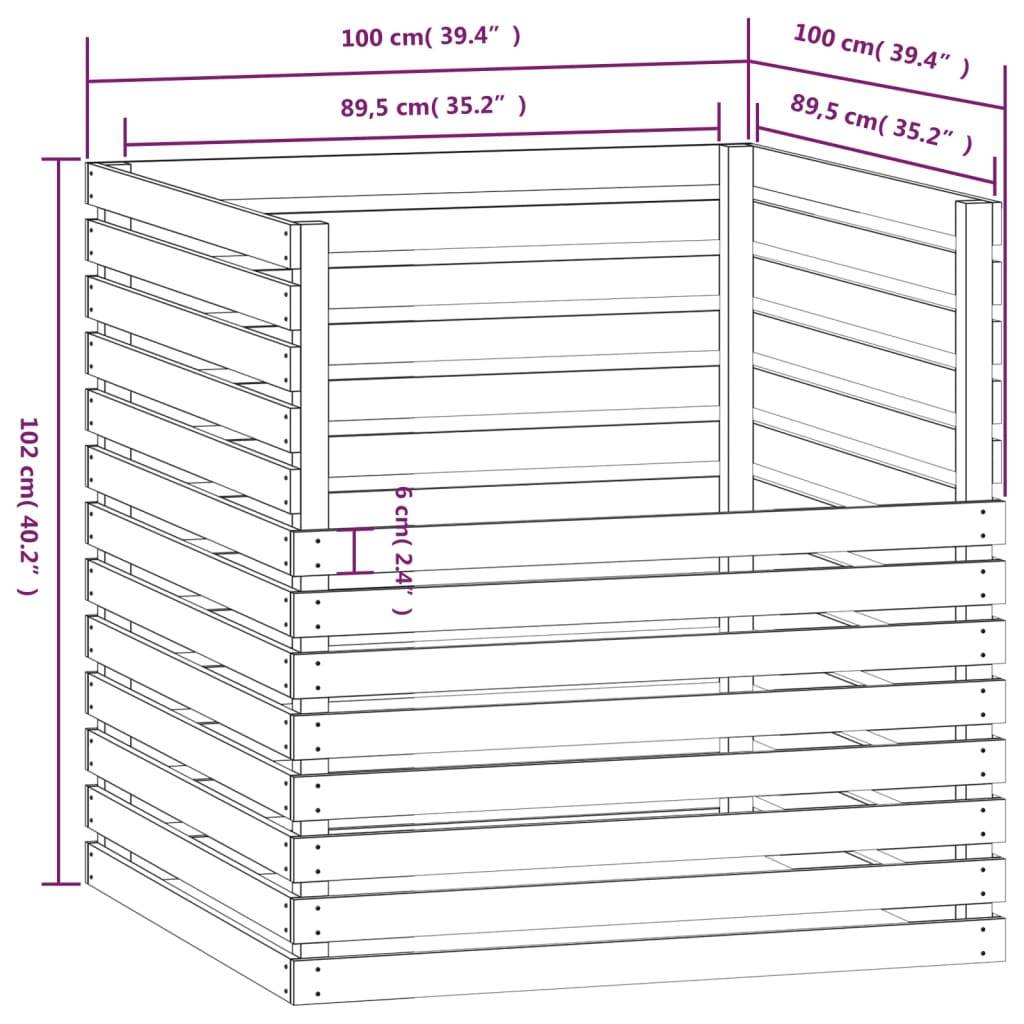 Composteur bois de pin blanc 100 x 100 x 102 cm - PANGIVO - Image 8