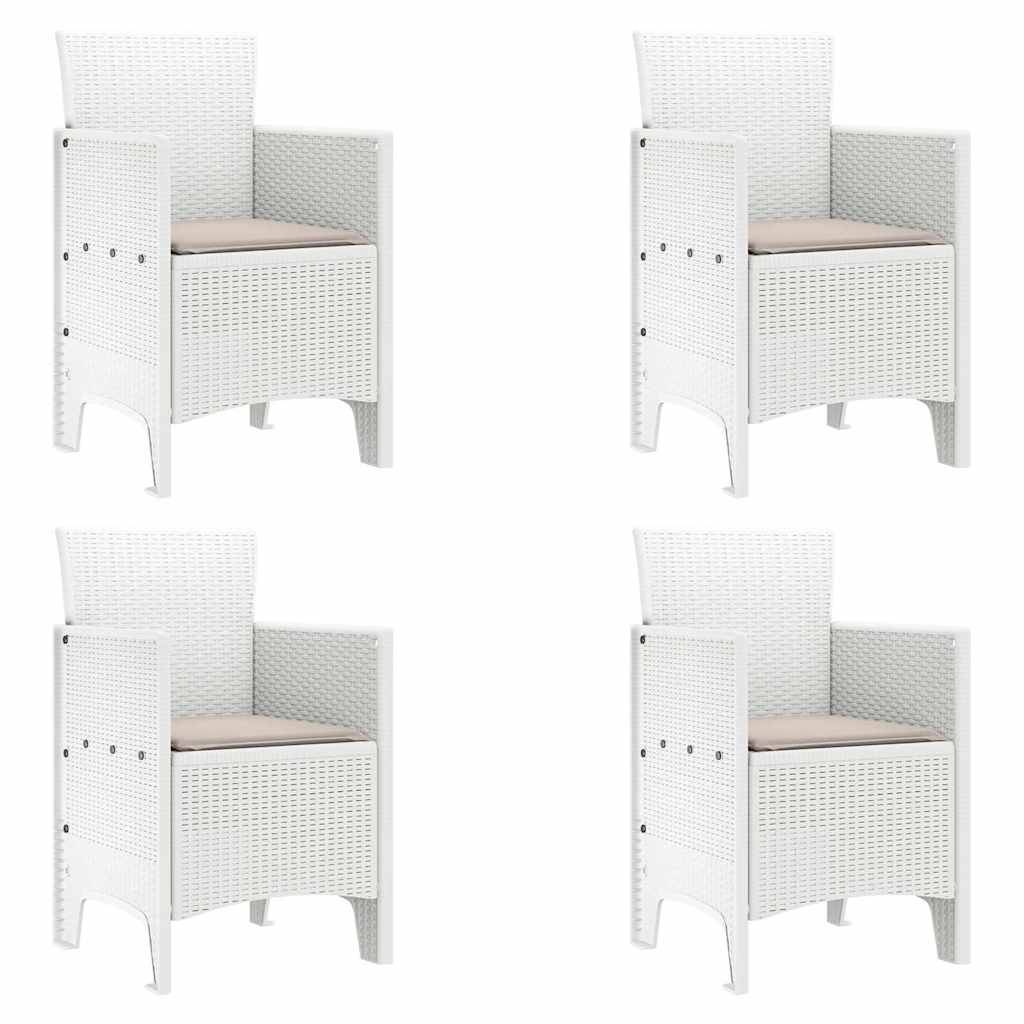 Lot De 4 Chaises De Jardin - Fauteuils De Jardin Blanc 53 x 49 x 85 cm PP