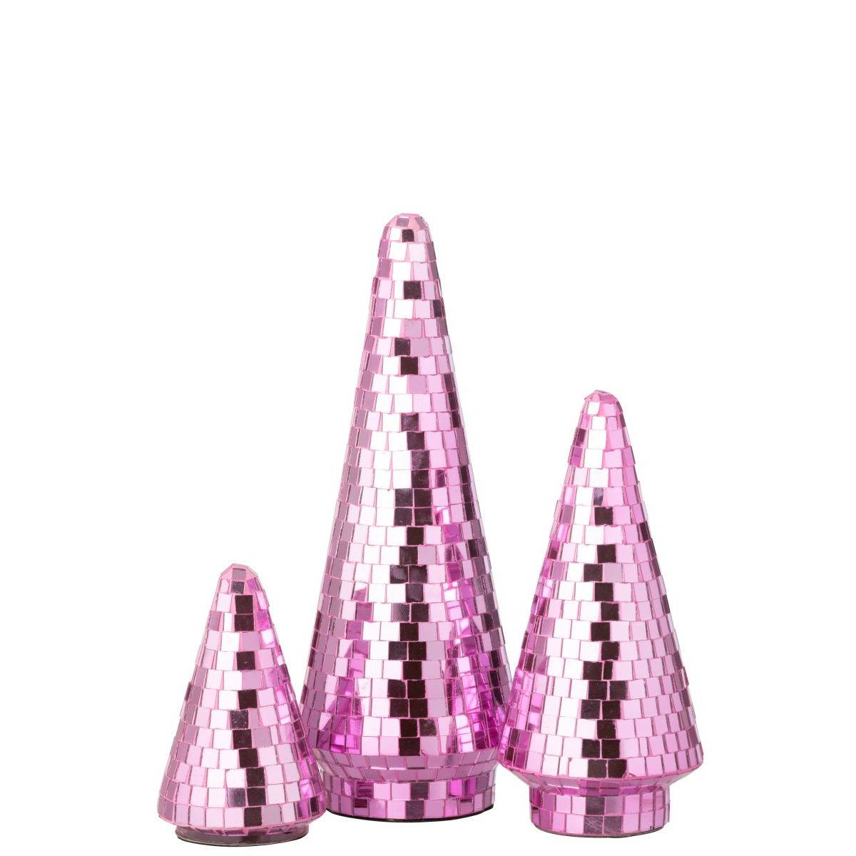 J-Line - Arbre Disco en Verre "Miroir" 23cm Rose - Image 2
