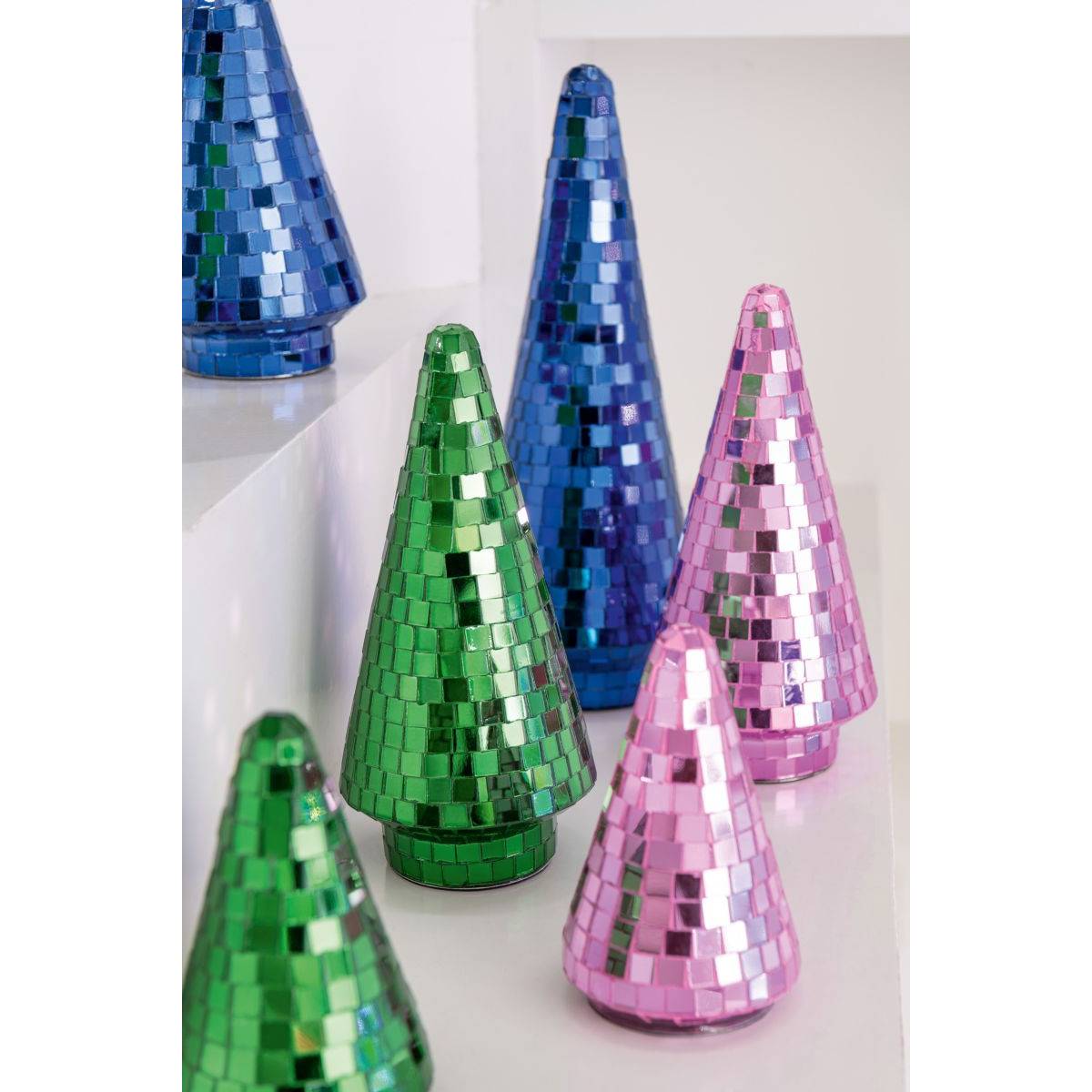 J-Line - Arbre Disco en Verre "Miroir" 23cm Rose - Image 4