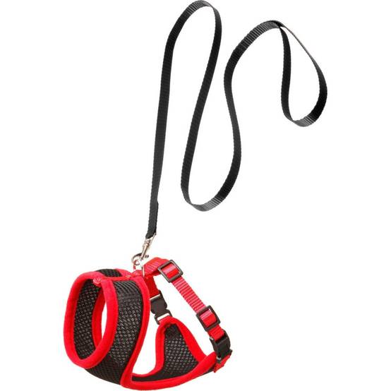 Harnais pour chat, couleur noir et rouge, taille M, réglable - Image 2