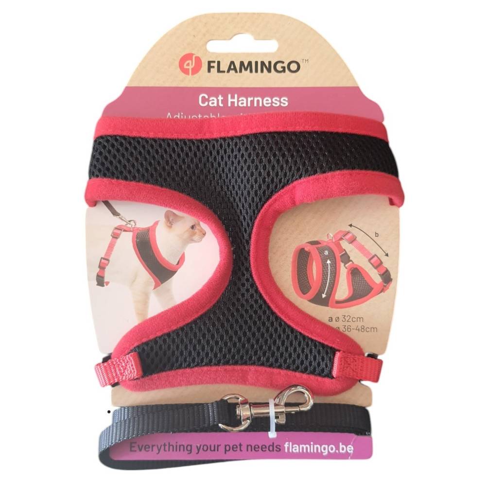 Harnais pour chat, couleur noir et rouge, taille M, réglable - Imagen 3