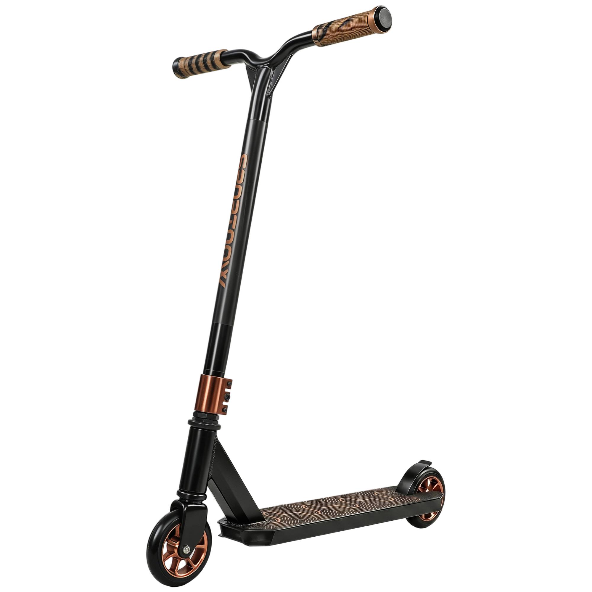 Sans Marque - Trottinette freestyle figures acrobatiques roulements ABEC-9 roues 120 mm rotation 360° skatepark or - Image 1