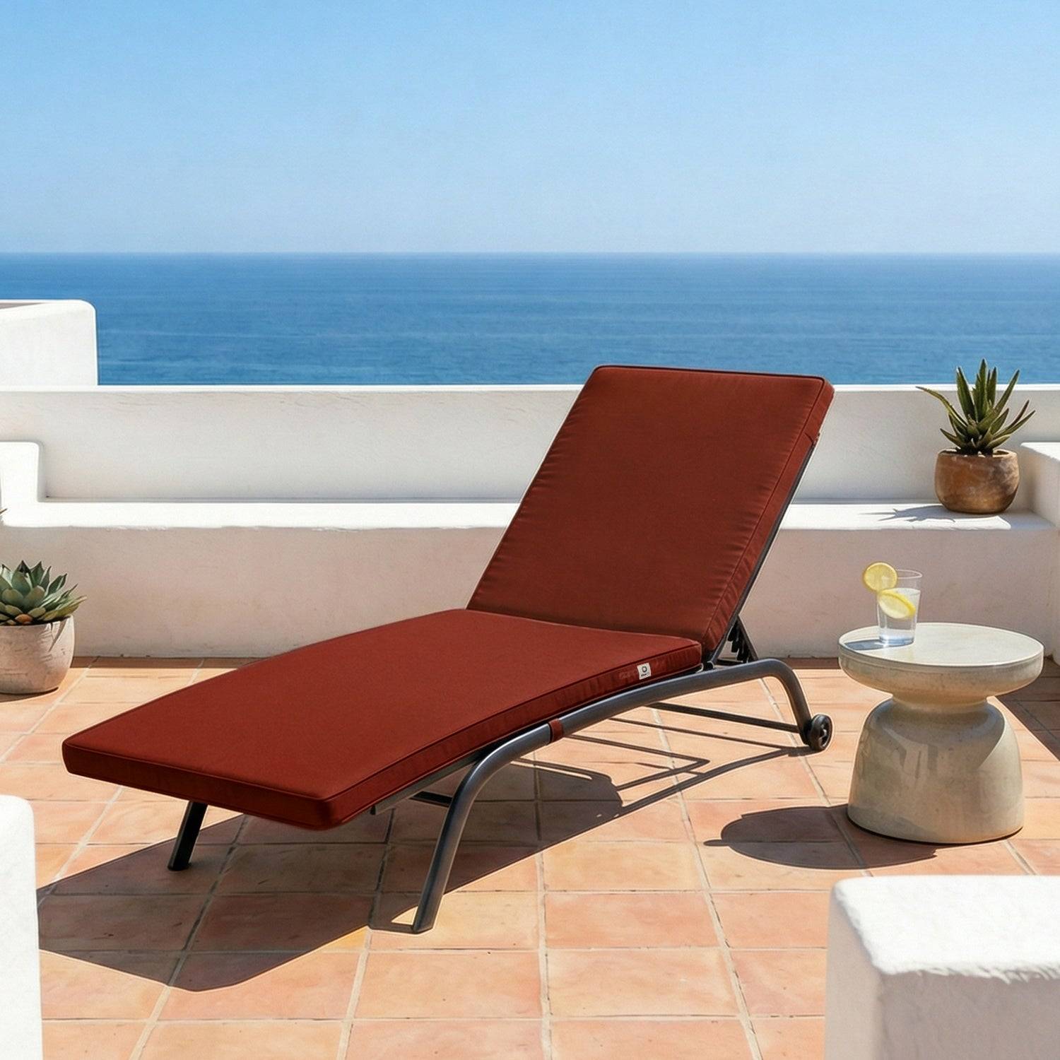 Coussin pour transat déhoussable 185x55x4cm terracotta - Déco arts - Image 2