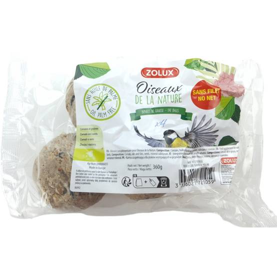 Zolux - zolux - 4 Boules de graisse de 90 gr toutes saisons pour oiseaux - Image 2