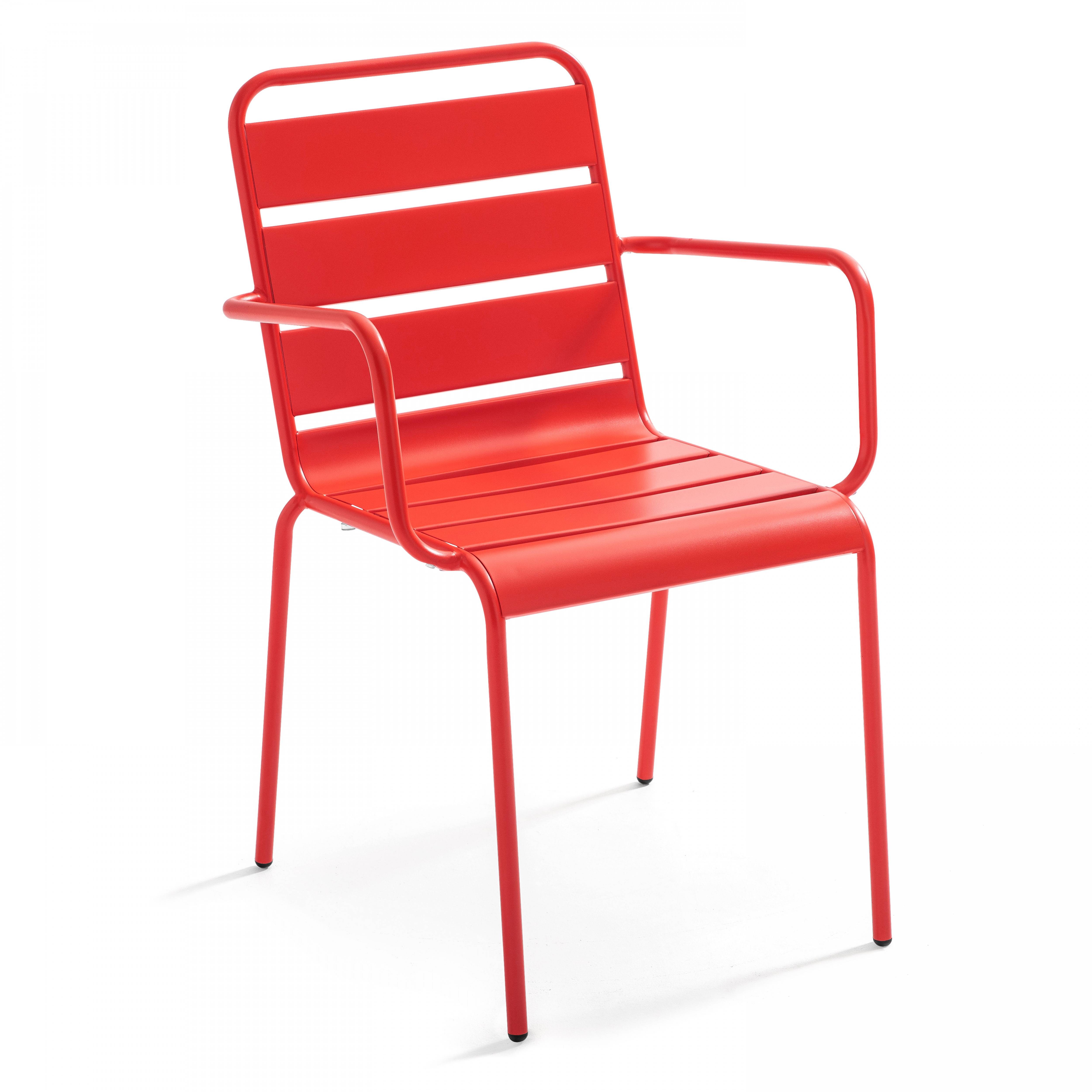 Oviala - Ensemble table de jardin et 6 fauteuils en métal rouge Palavas - Oviala - Imagen 6