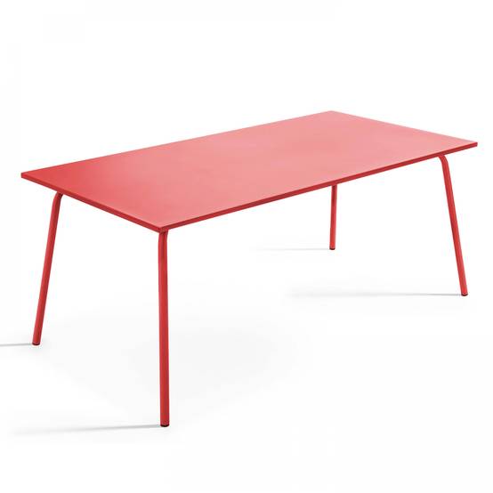 Oviala - Ensemble table de jardin et 6 fauteuils en métal rouge Palavas - Oviala - Imagen 5