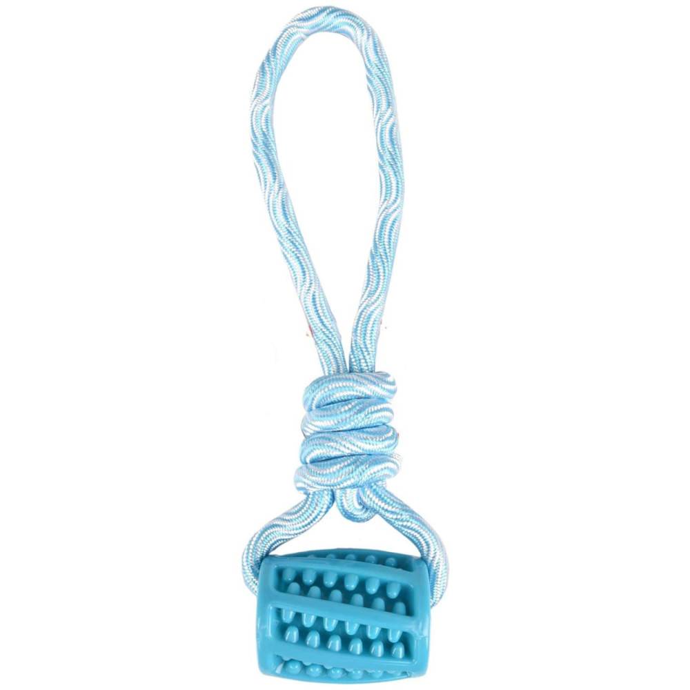 Jouet Tuyau + corde à tirer bleu 26 cm. RUDO. en TPR. pour chien. - Image 1