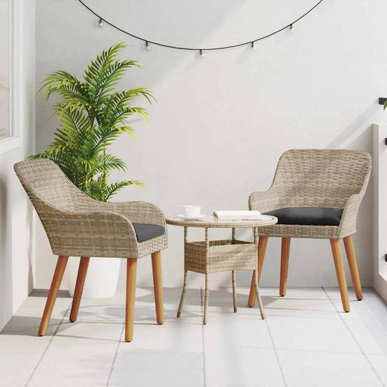Chaise de jardin 2 pcs Polyrotin Gris clair 62,5 x 55 x 82 cm - PANGIVO - Image 3