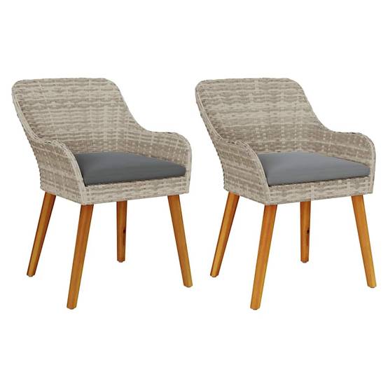 Chaise de jardin 2 pcs Polyrotin Gris clair 62,5 x 55 x 82 cm - PANGIVO - Image 2