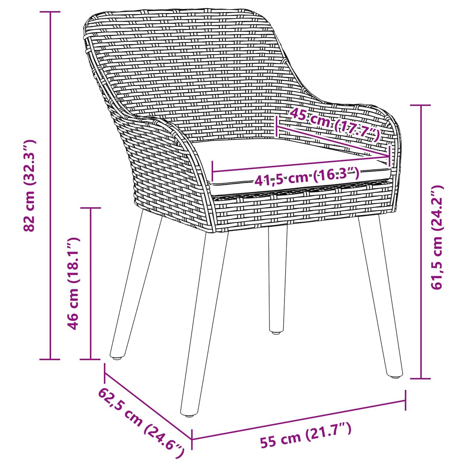 Chaise de jardin 2 pcs Polyrotin Gris clair 62,5 x 55 x 82 cm - PANGIVO - Image 8