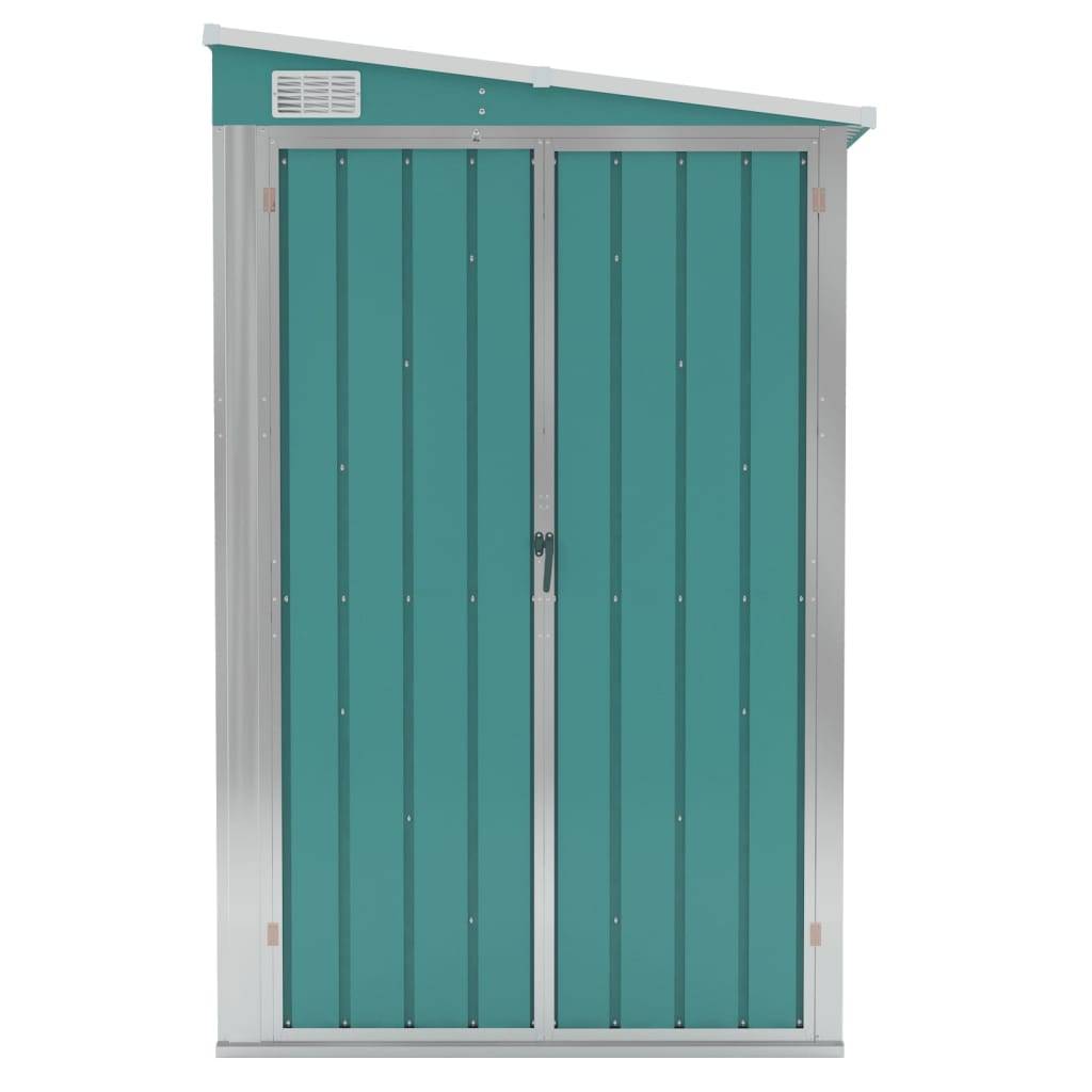 Helloshop26 - Abri de jardin cabane cabanon maison de stockage remise extérieur hangar outils robuste mural 118 x 288 x 178 cm acier galvanisé vert - Imagen 2