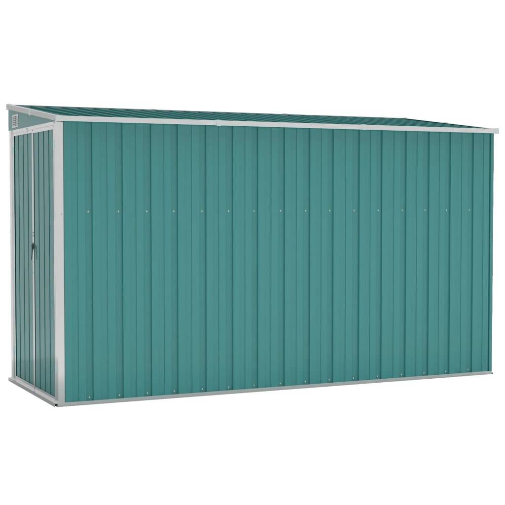 Helloshop26 - Abri de jardin cabane cabanon maison de stockage remise extérieur hangar outils robuste mural 118 x 288 x 178 cm acier galvanisé vert - Imagen 1