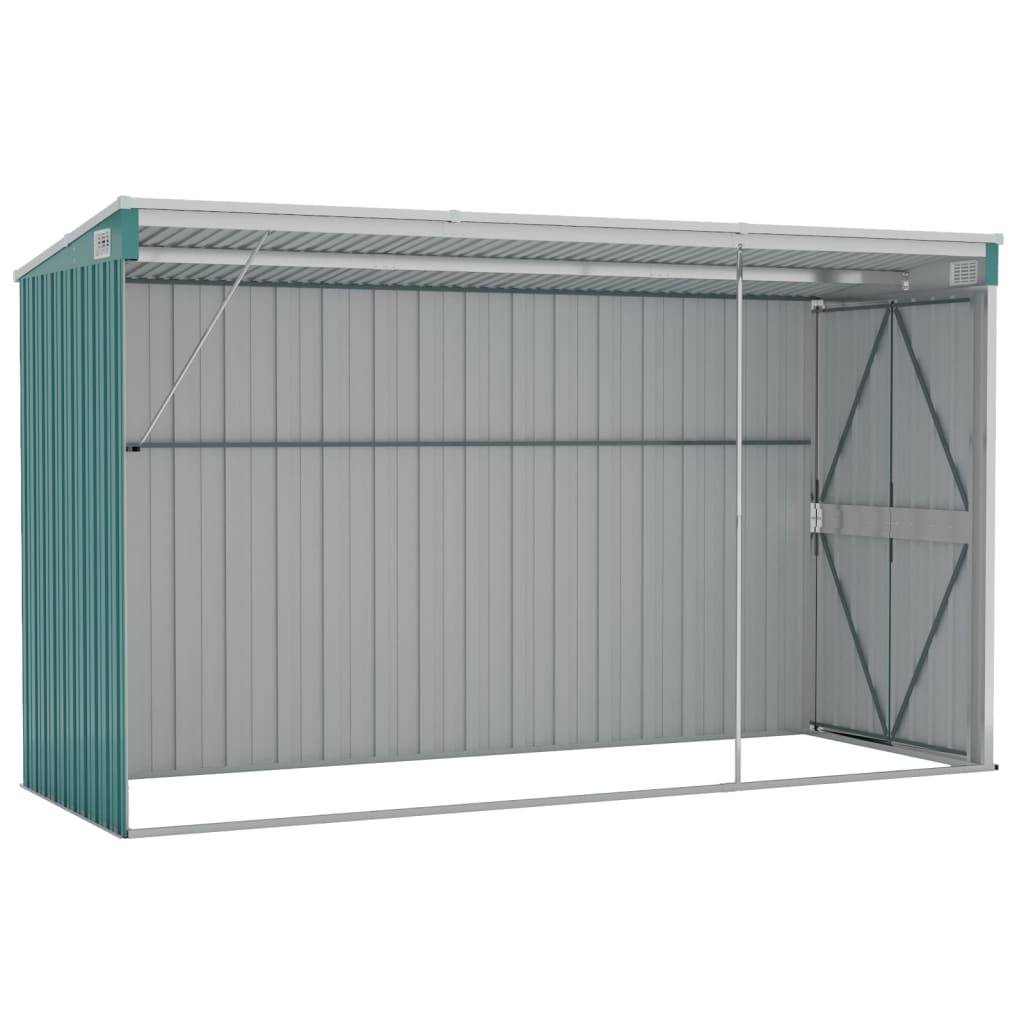 Helloshop26 - Abri de jardin cabane cabanon maison de stockage remise extérieur hangar outils robuste mural 118 x 288 x 178 cm acier galvanisé vert - Imagen 5