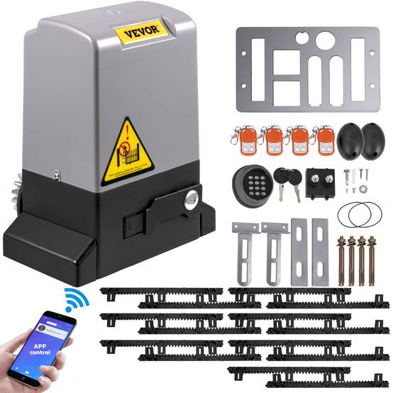 VEVOR Ouvre-Porte Coulissant 1800 kg, 7 m, 4 télécommandes et contrôle APP, moteur électrique, kit sécurité. - Image 1