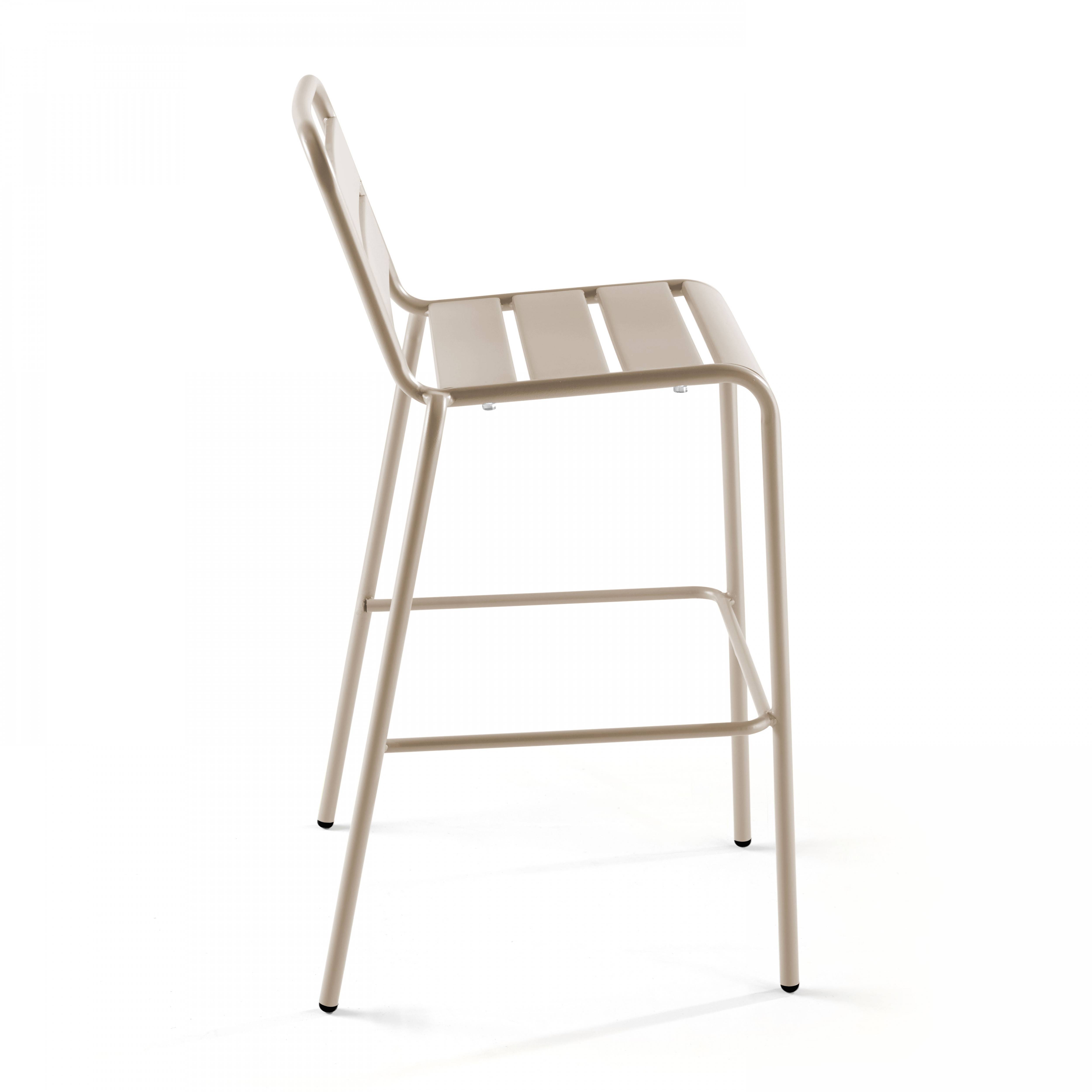 Oviala - Chaise haute de jardin en métal taupe  Palavas - Oviala - Imagen 4
