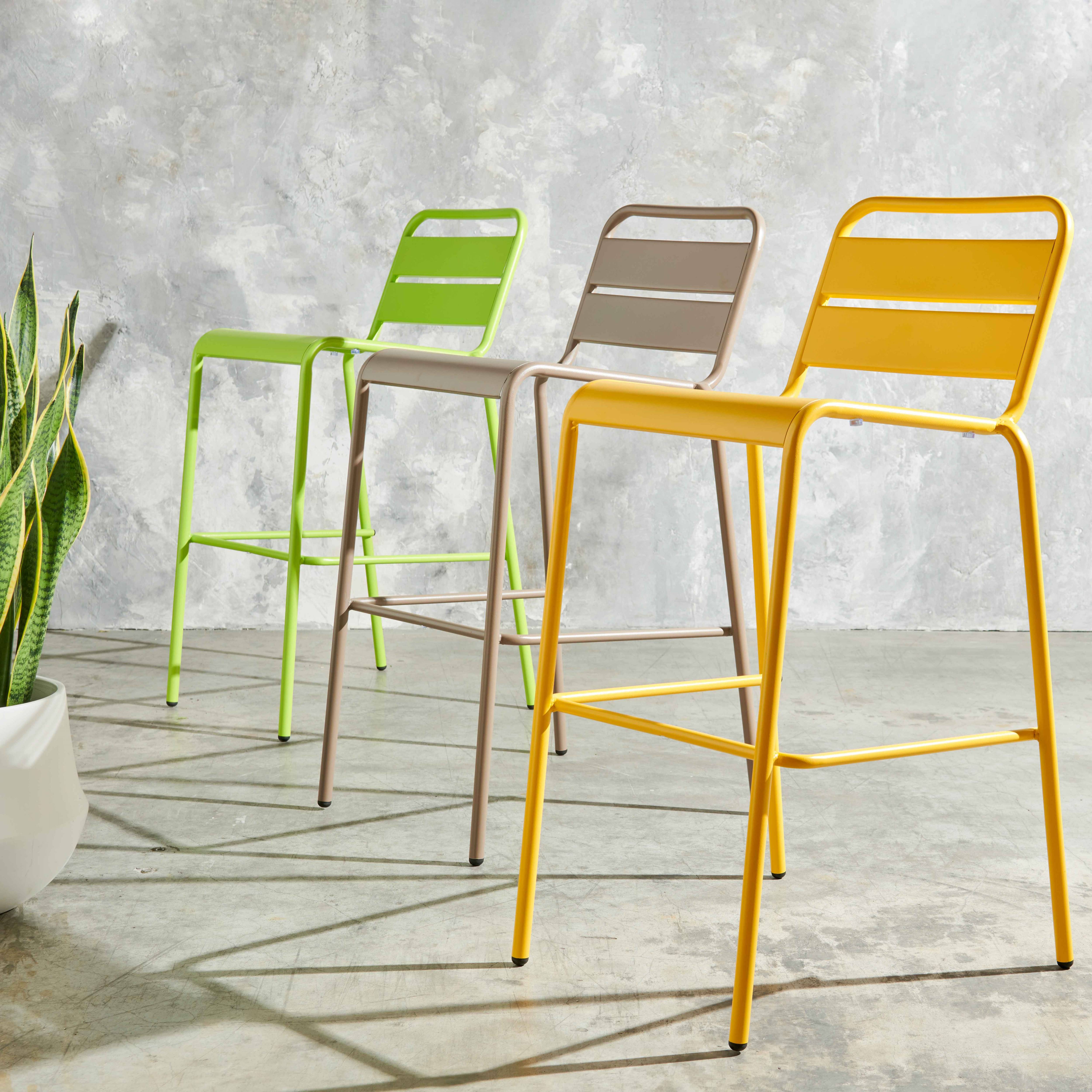 Oviala - Chaise haute de jardin en métal taupe Palavas - Oviala - Imagen 6