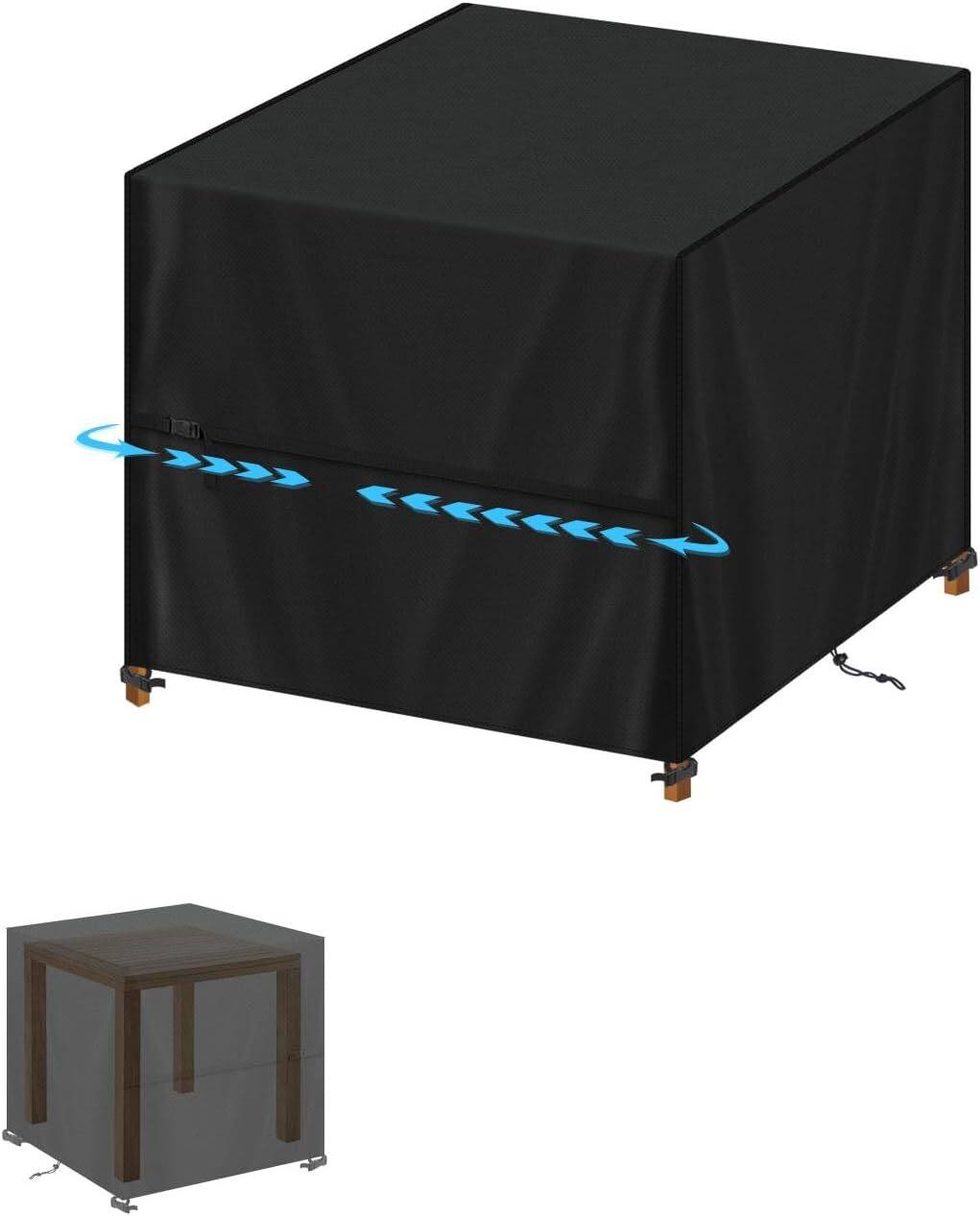 IntiMeg - Housse de table basse de jardin, 80 x 80 x 80 cm, housse de protection pour table de jardin, housse de brasero carré, tissu Oxford 420D, imperméable - Image 1