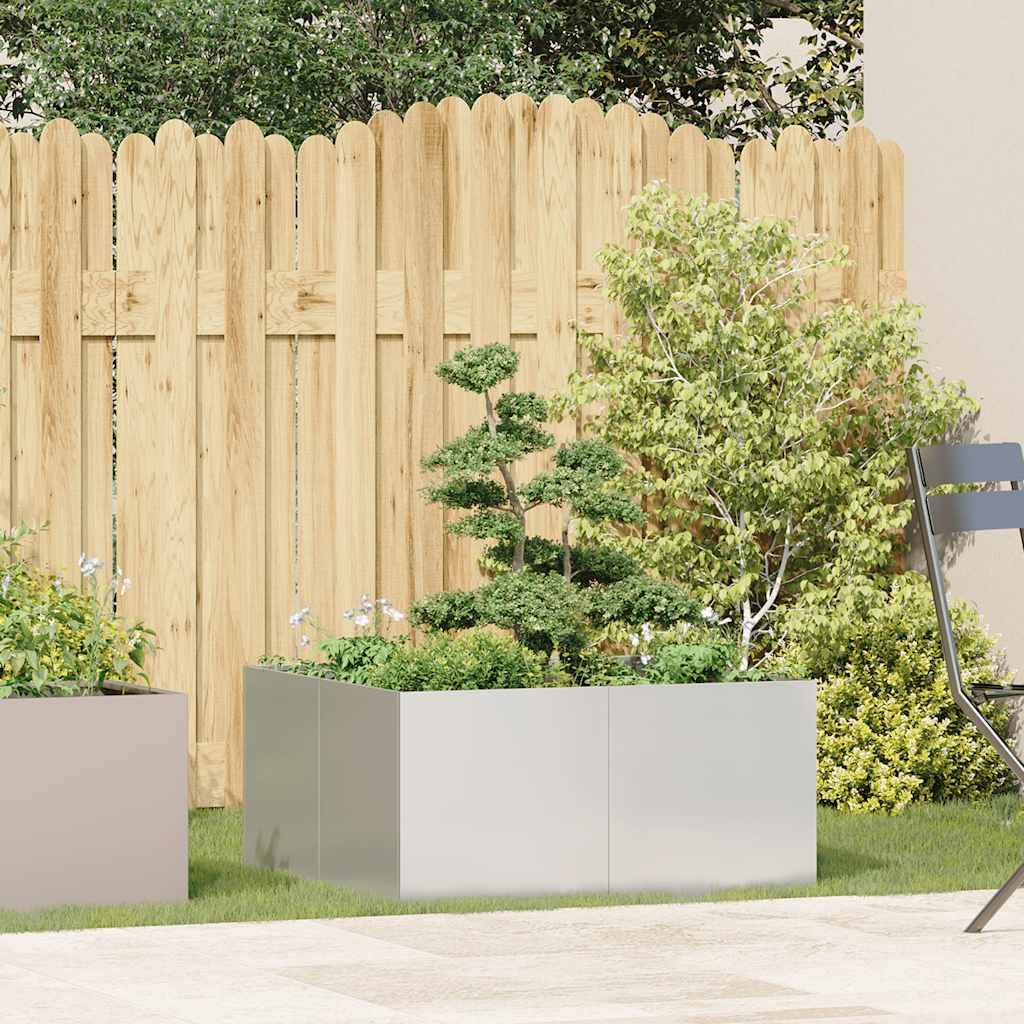 Jardinière acier inoxydable gris 80 x 80 x 40 cm - PANGIVO - Image 3