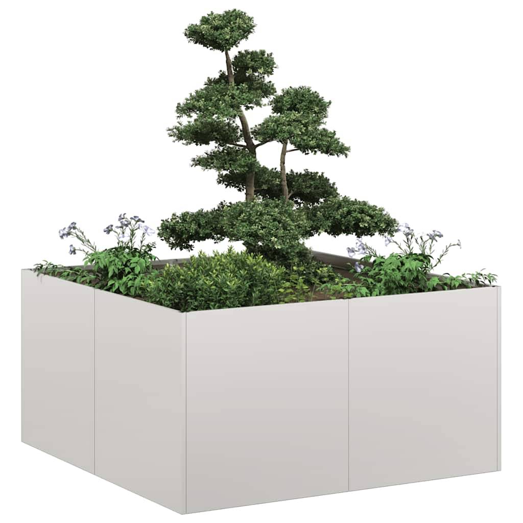 Jardinière acier inoxydable gris 80 x 80 x 40 cm - PANGIVO - Image 1