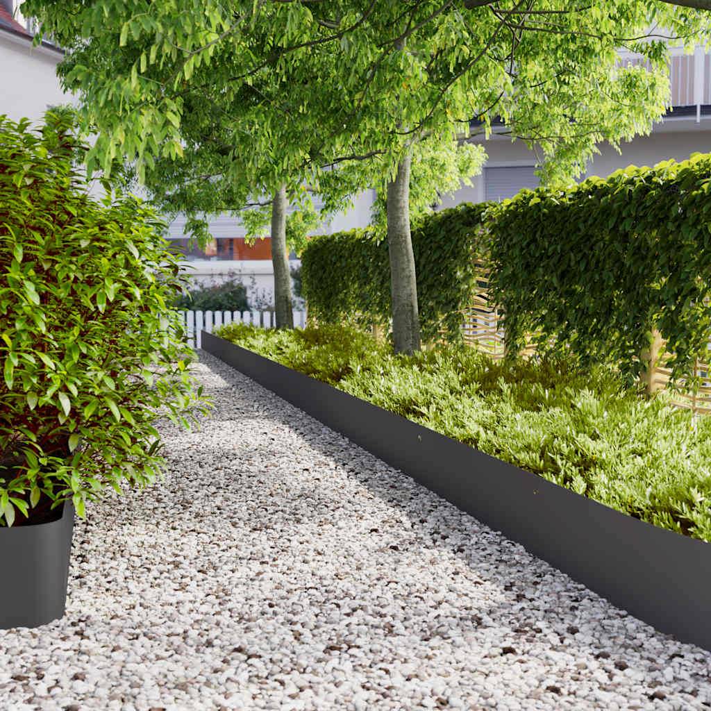 Bordure pelouse acier laminé jardin allée délimitation flexible 10pcs 25x103cm noir - ComfortXL Outdoor Living - Image 1