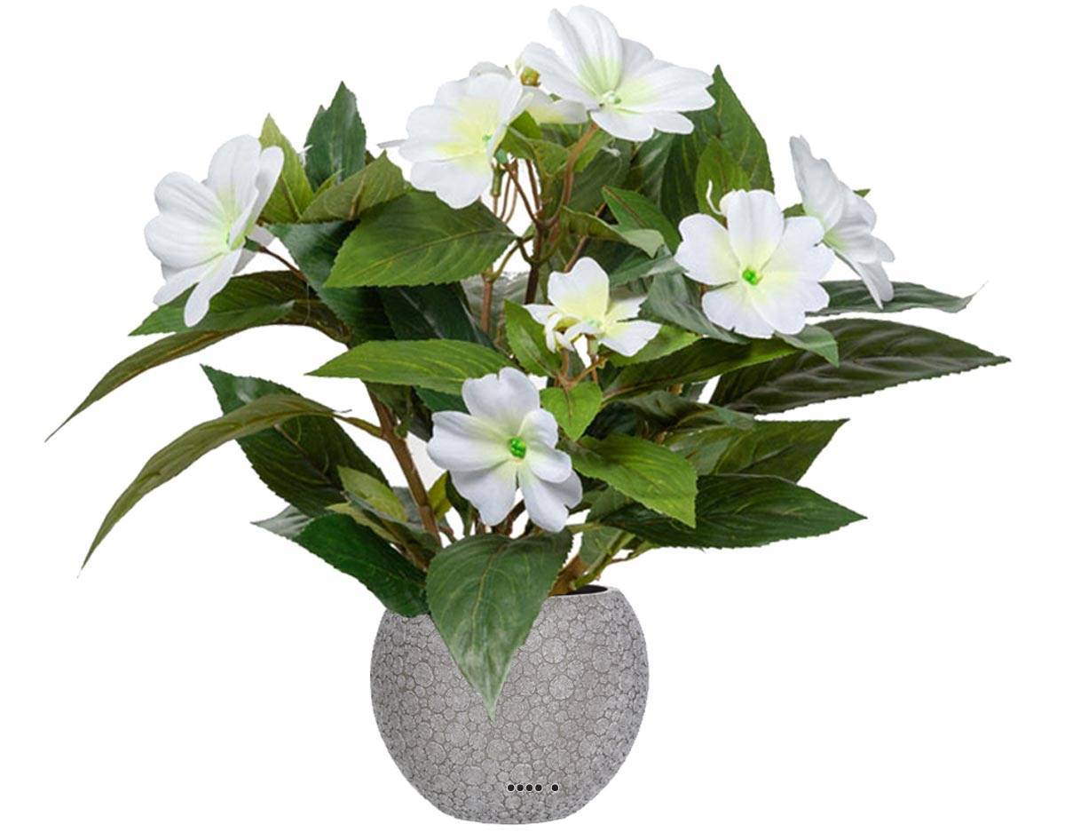 Artificielles - Grande Violette Africaine artificielle en pot, H 30 cm Crème - couleur: Crème - Imagen 2