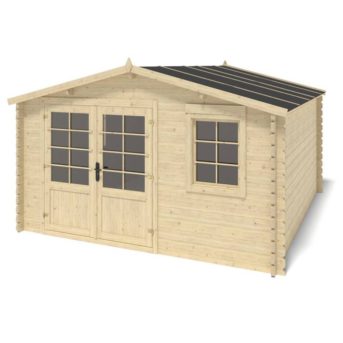 Altanka - Abri de jardin en bois - 15.21m2 - 3.9x3.9m - Ep. 40mm - Couleur: naturel - DOM658 - ALTANKA