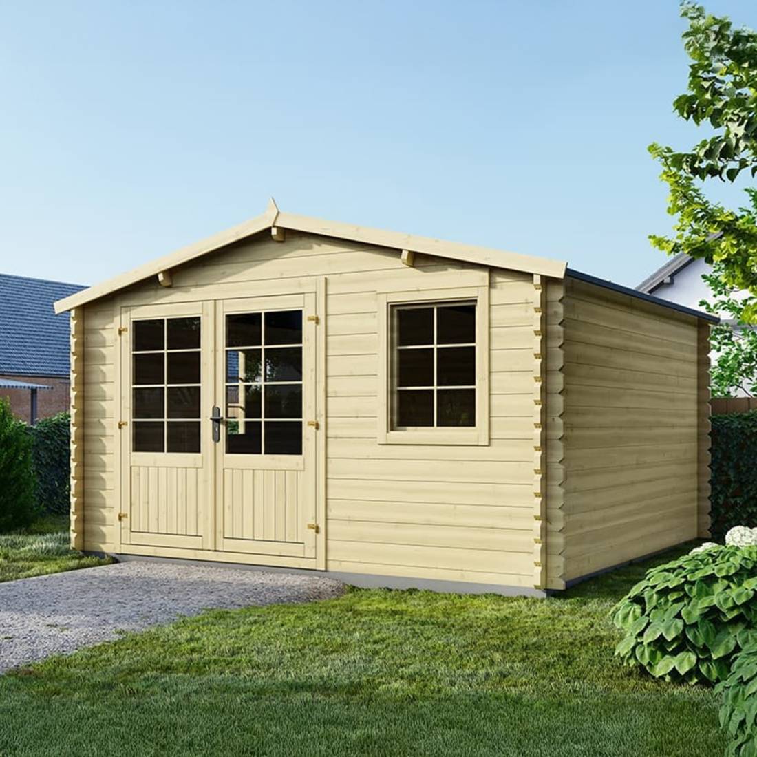 Altanka - Abri de jardin en bois - 15.21m2 - 3.9x3.9m - Ep. 40mm - Couleur: naturel - DOM658 - ALTANKA - Image 2