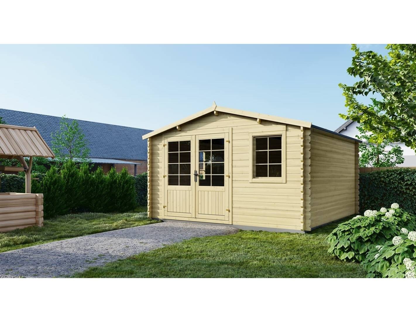 Altanka - Abri de jardin en bois - 15.21m2 - 3.9x3.9m - Ep. 40mm - Couleur: naturel - DOM658 - ALTANKA