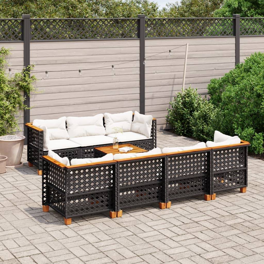 Vidaxl - Salon de jardin 8 pcs avec coussins noir résine tressée vidaXL 3261752 - Imagen 1