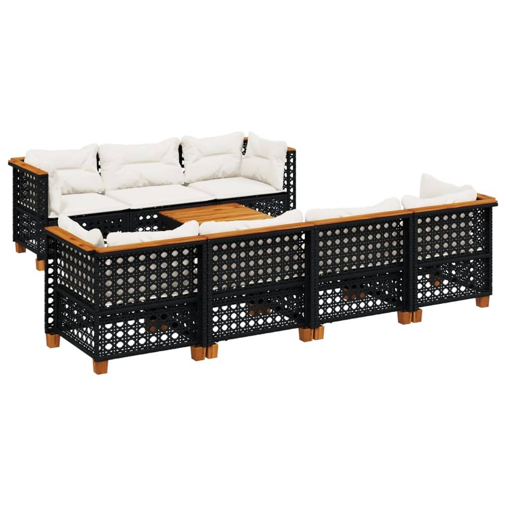 Vidaxl - Salon de jardin 8 pcs avec coussins noir résine tressée vidaXL 3261752 - Imagen 2