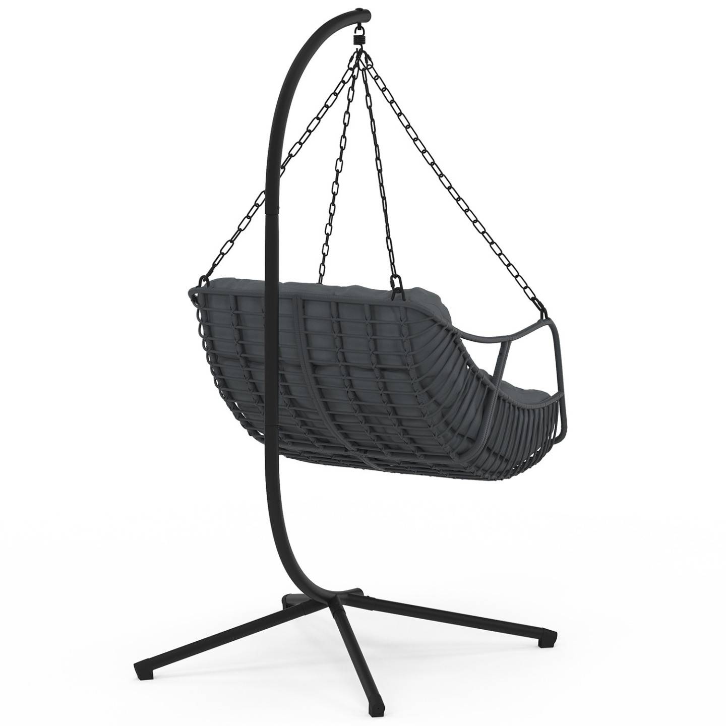 IDMARKET - Fauteuil suspendu relax LOA ajouré effet rotin gris avec coussin gris - Image 6