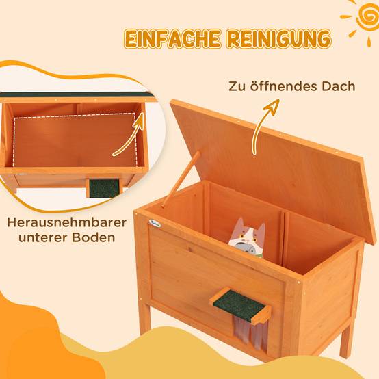 Niche pour chat bois orange et vert 85 x 50 x 68.5 cm - PANGIVO - Image 7