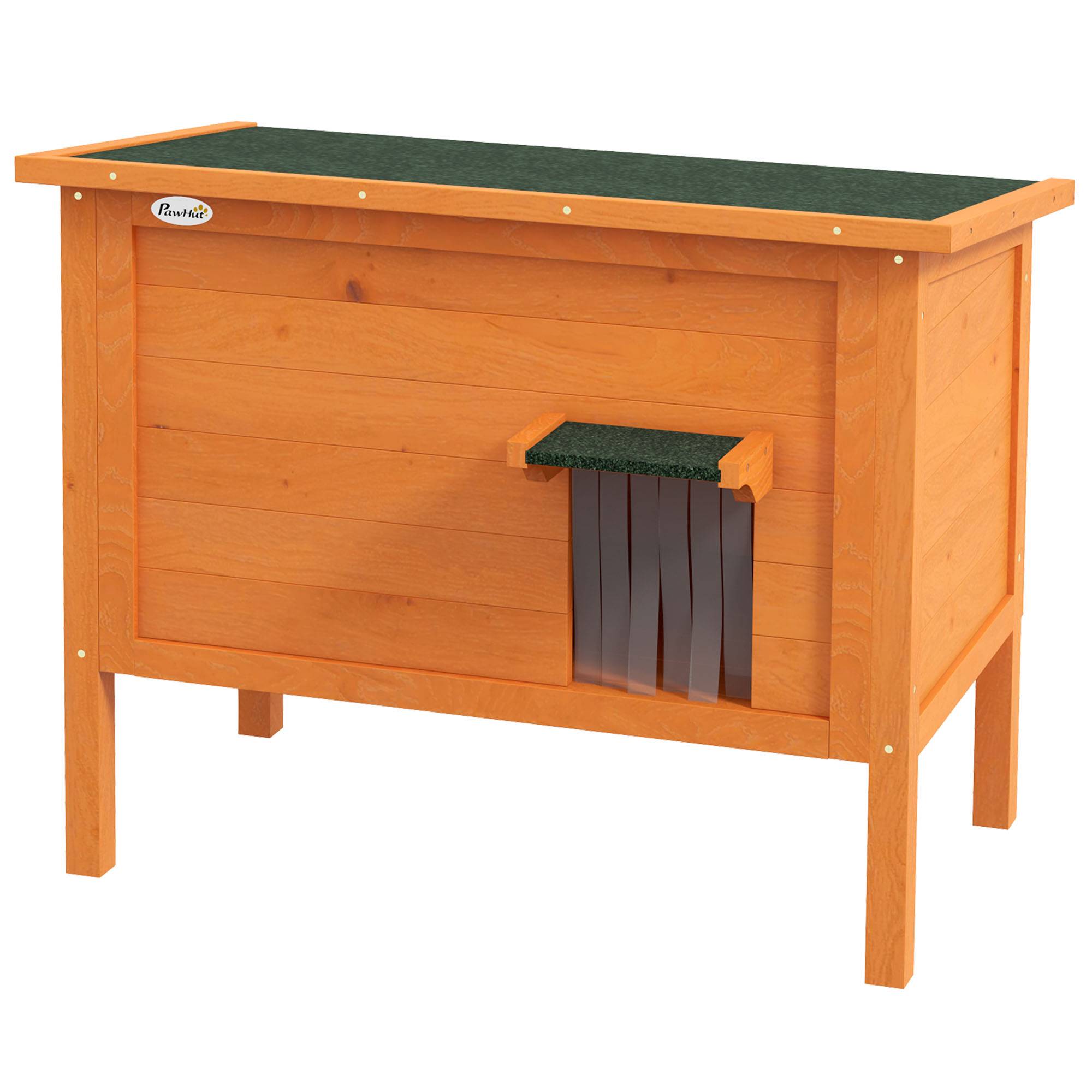 Niche pour chat bois orange et vert 85 x 50 x 68.5 cm - PANGIVO - Image 2