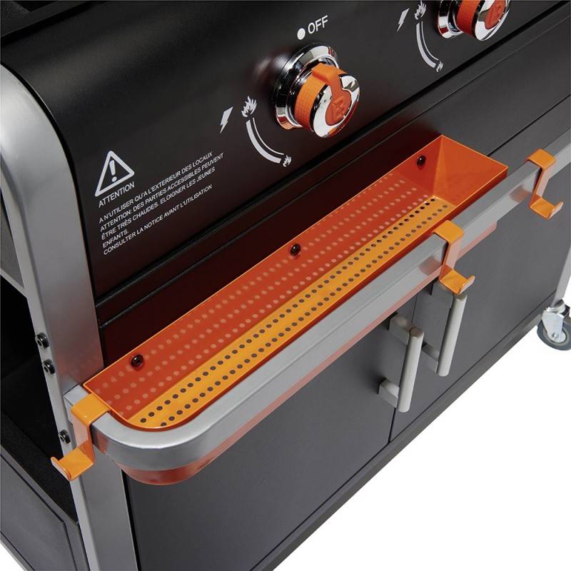 Brasero - Plancha Lola sur chariot - BRASERO - 3 feux à gaz - Plaque de cuisson Inox - 68,5 x 35,50 cm - 7,2 KW - Imagen 5