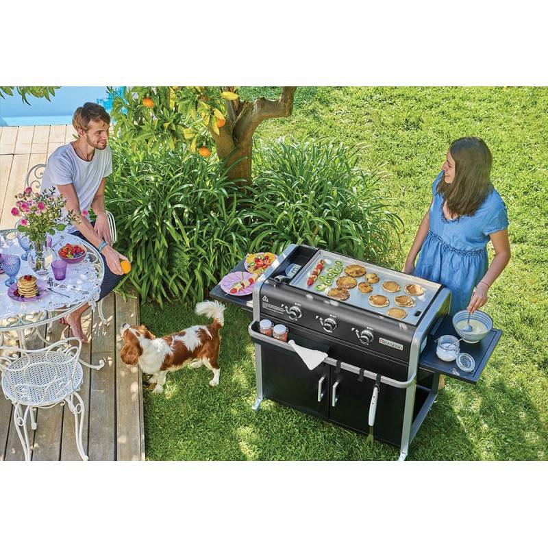 Brasero - Plancha Lola sur chariot - BRASERO - 3 feux à gaz - Plaque de cuisson Inox - 68,5 x 35,50 cm - 7,2 KW - Imagen 9