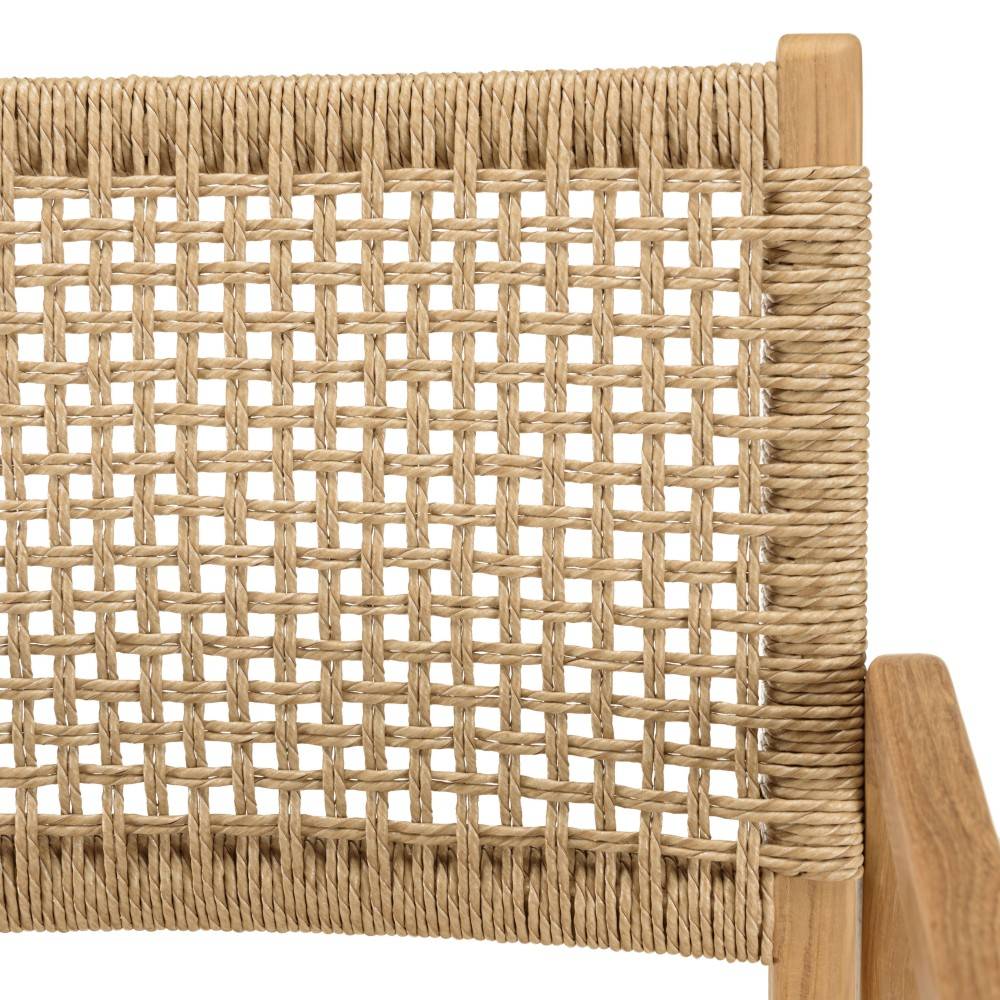 Macabane - VALERIA - Lot de 2 fauteuils jardin en bois teck naturel rotin beige - Imagen 6