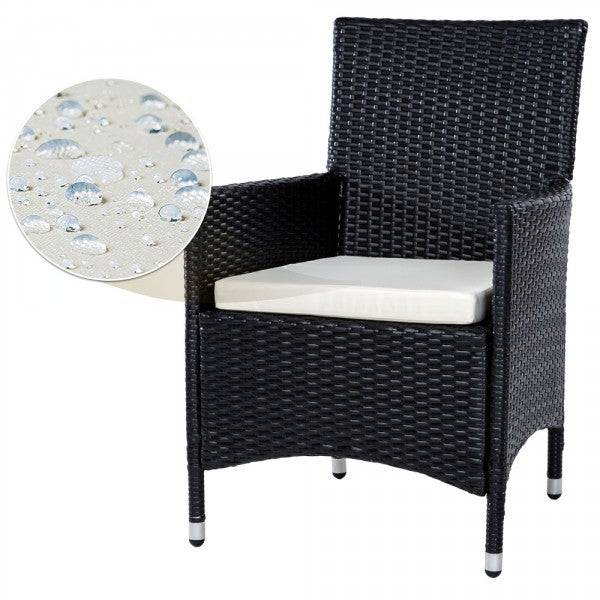 Helloshop26 - Salon de jardin 8 chaises rotin résine tressé synthétique noir + coussins + housses - Imagen 5
