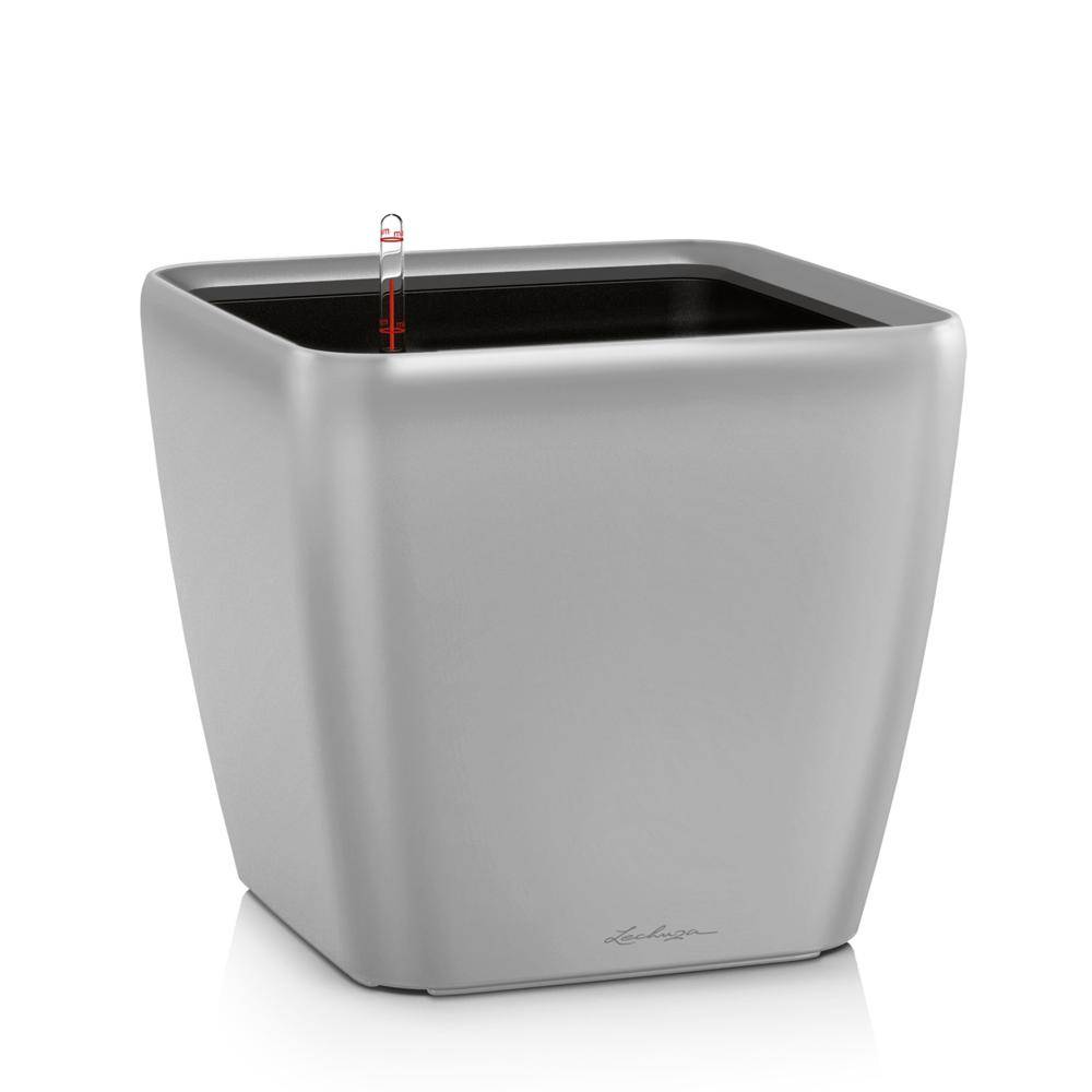 Lechuza - Pot Quadro Premium LS 28 - kit complet, argent métallisé 28 cm Lechuza - Imagen 1