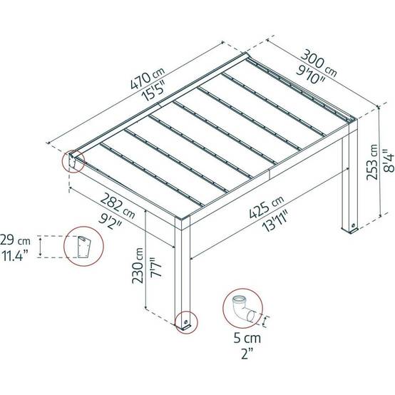 Canopia - Canopia Pergola Helsinki 3 x 6,6 m Pergola en bois de cèdre - Imagen 3
