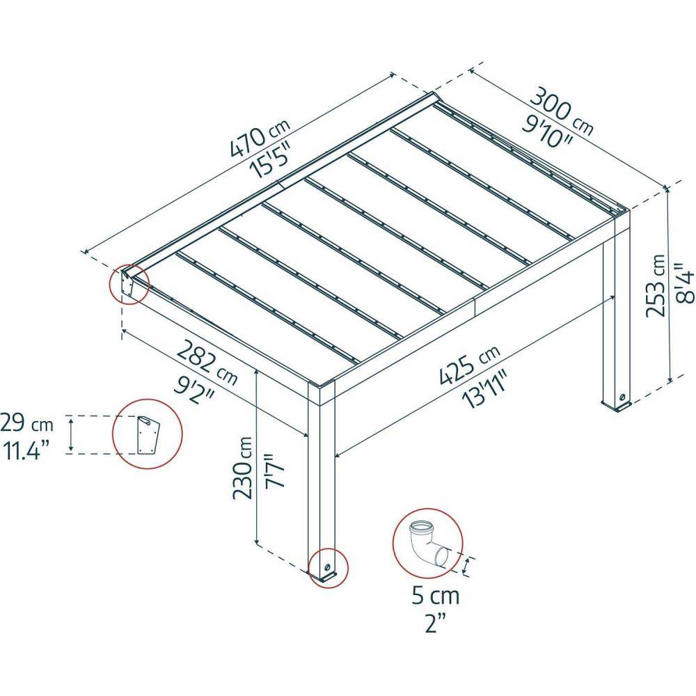 Canopia - Canopia Pergola Helsinki 3 x 6,6 m Pergola en bois de cèdre - Imagen 3